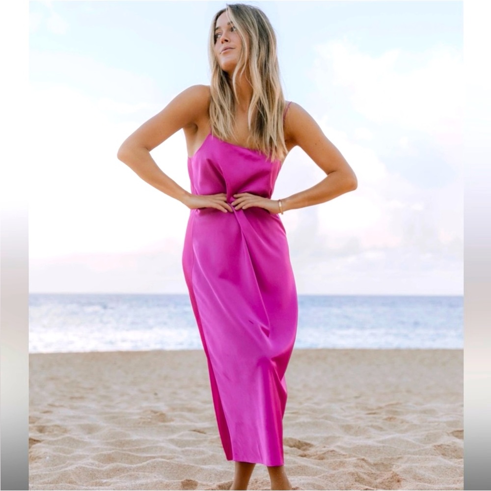 BRAND NEW NEVER WORN - Daily Drills Slip Satin Pink Midi Dress